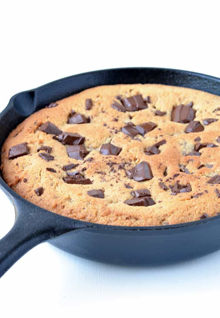 Peanut butter chocolate skillet cookie