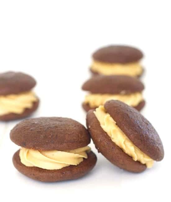 Chocolate Whoopie Pies with Peanut Butter Frosting