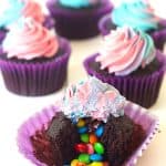 M&M Surprise Cupcakes with Rainbow Frosting