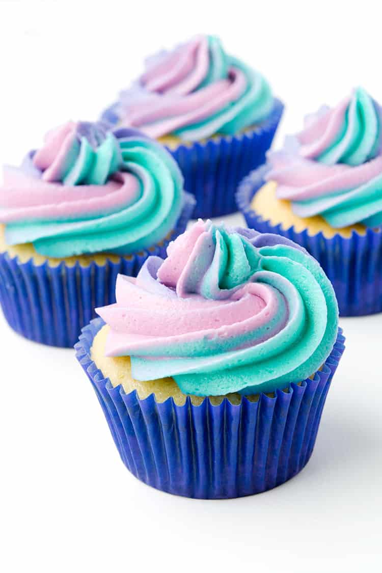 Cotton Candy Cupcakes with rainbow frosting