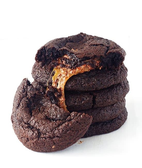 Caramel Stuffed Chocolate Cookies | Sweetest Menu