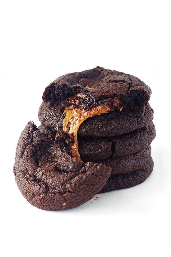 Caramel Stuffed Chocolate Cookies | Sweetest Menu