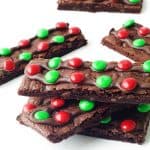 Chewy M&M Chocolate Brownie Bark