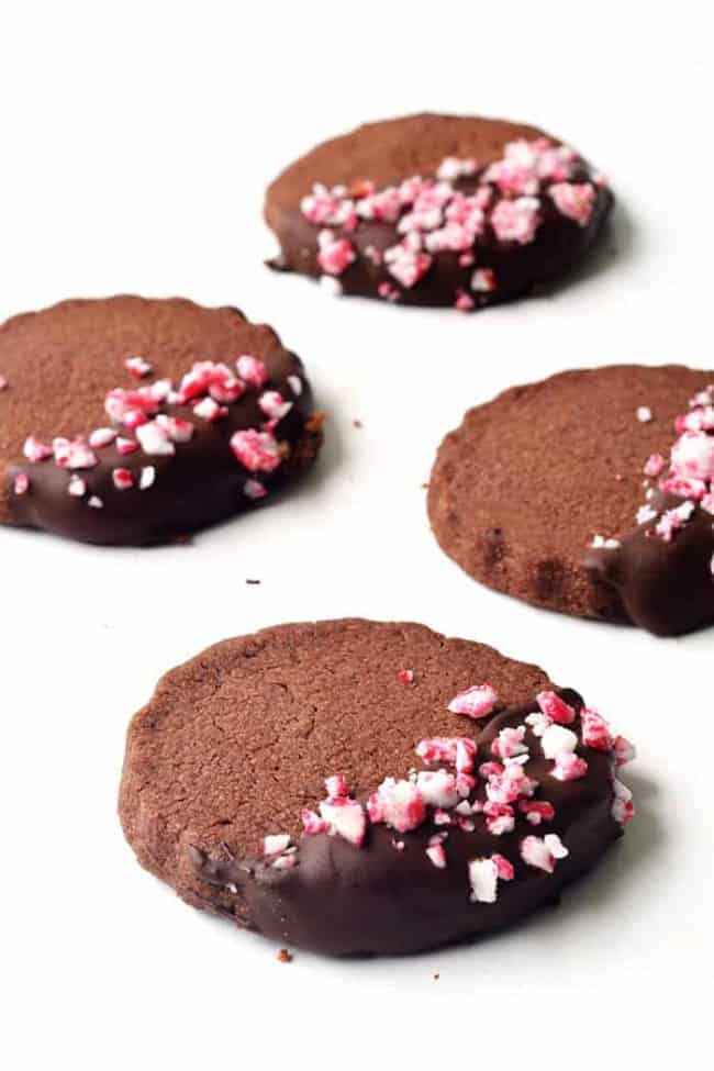 Peppermint Chocolate Shortbread Cookies