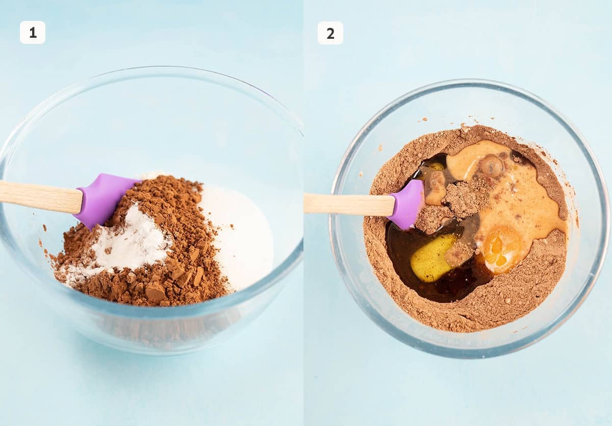 Showing how to mix dry ingredients for mug cake.