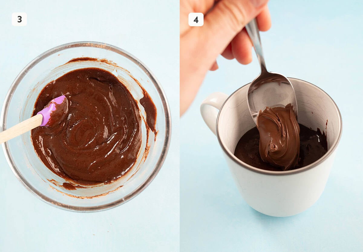 Nutella Mug Cake before being cooked in the microwave.