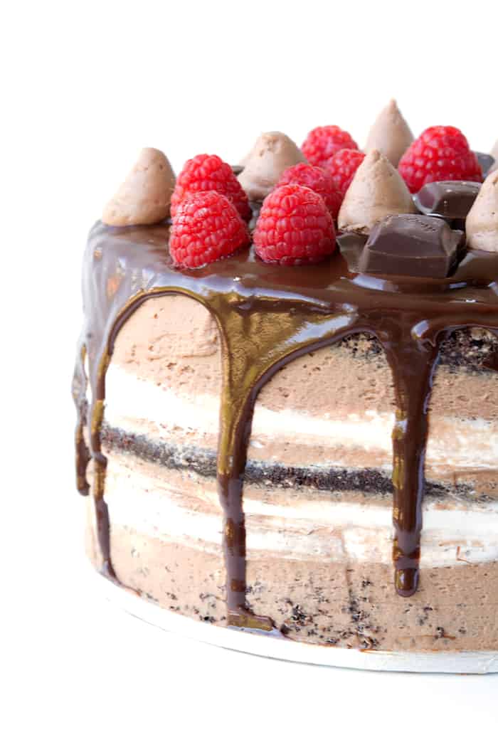 Raspberry Marshmallow Chocolate Layer Cake
