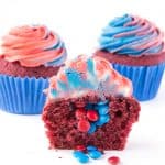Fourth of July Red Velvet Pinata Cupcakes