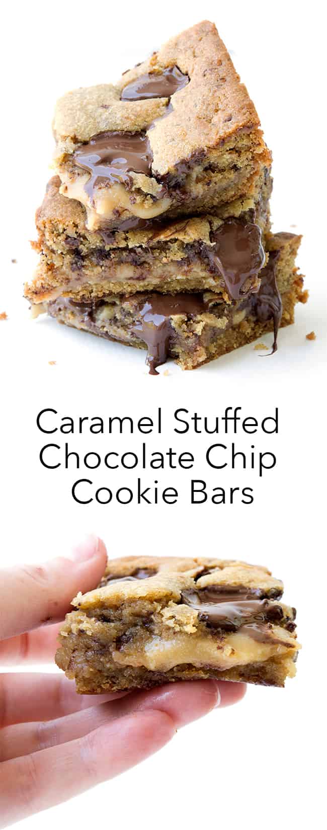 Caramel Stuffed Chocolate Chip Cookie Bars | Sweetest Menu