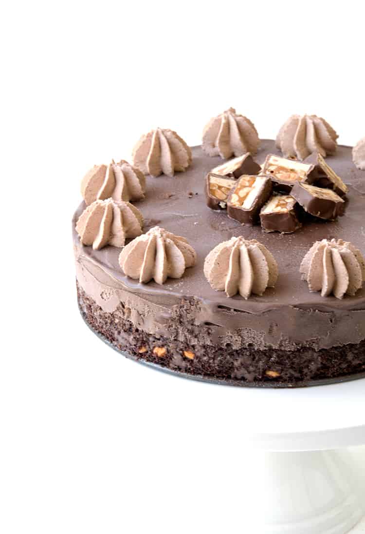Snickers Chocolate Brownie Ice Cream Cake