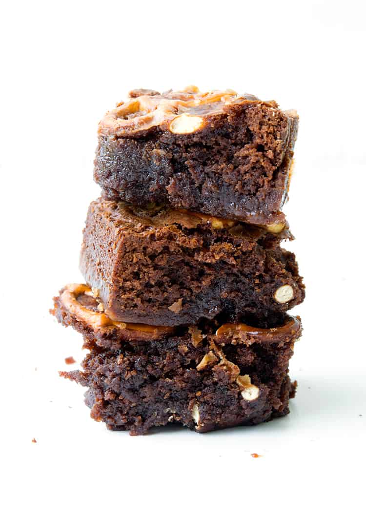 Nutella Caramel Pretzel Brownies | Sweetest Menu
