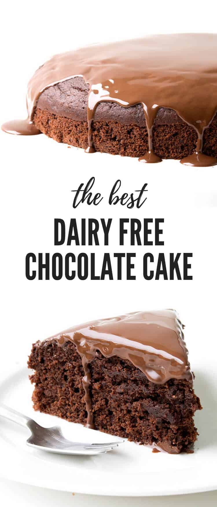 This Dairy Free Chocolate Cake is AMAZING! No one knew it was dairy free! So easy to make and that olive oil chocolate ganache is to die-for! Recipe from sweetestmenu.com #chocolate #cake #dairyfree