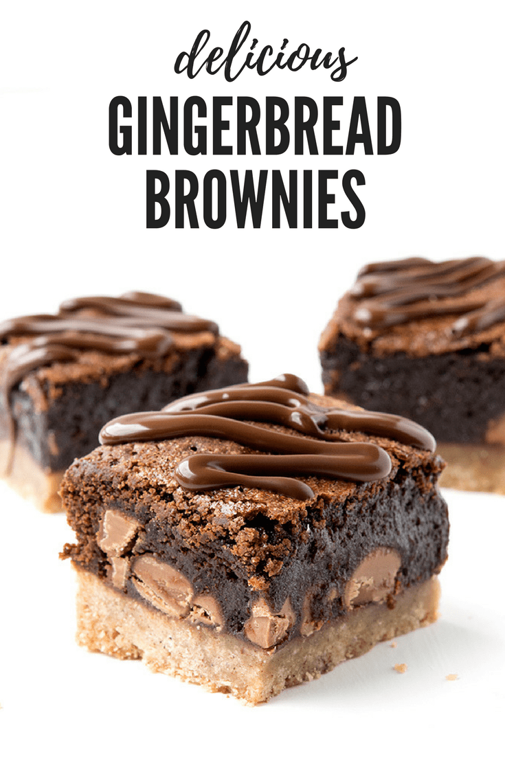 Amazing chocolate brownies with a spiced gingerbread cookie crust! These fudgy double choc brownies are perfect for Christmas! Recipe from sweetestmenu.com #brownies #chocolate #gingerbread #Christmas