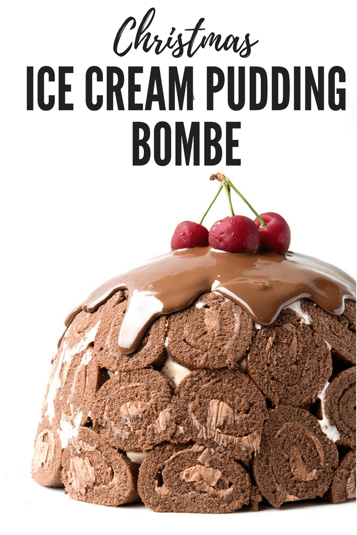 This amazing Ice Cream Pudding Bombe is completely no bake and only takes 15 minutes to assemble! Make ahead of time for easy entertaining this Christmas!