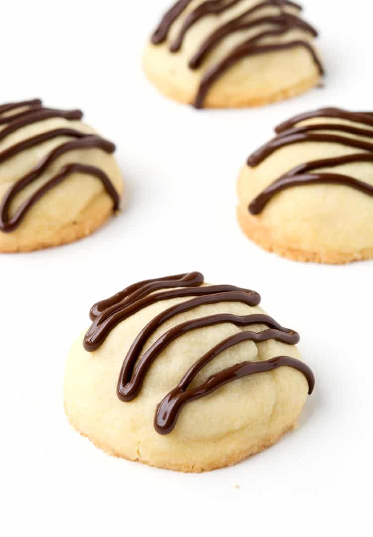  Chocolate Stuffed Shortbread Cookies with chocolate drizzle