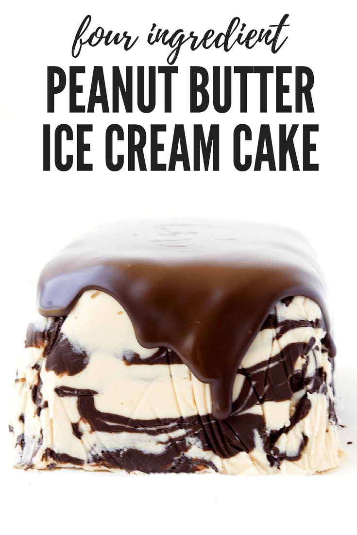 This from scratch ice cream cake is SO easy to make! You only need four ingredients and it tastes amazing! Perfect for anyone who loves peanut butter desserts. Recipe from sweetestmenu.com #peanutbutter #icecream #cake