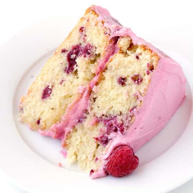 White chocolate raspberry layer cake
