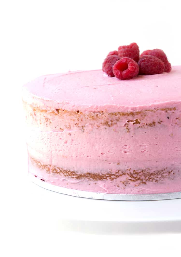 White chocolate raspberry layer cake