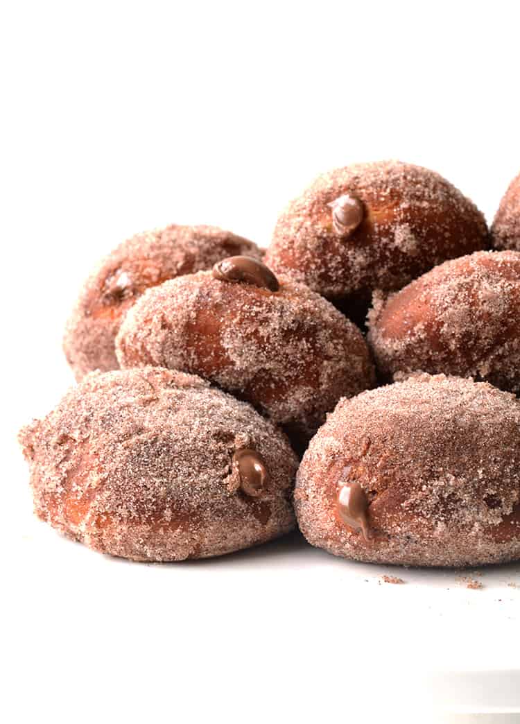 Cinnamon covered Nutella stuffed donuts