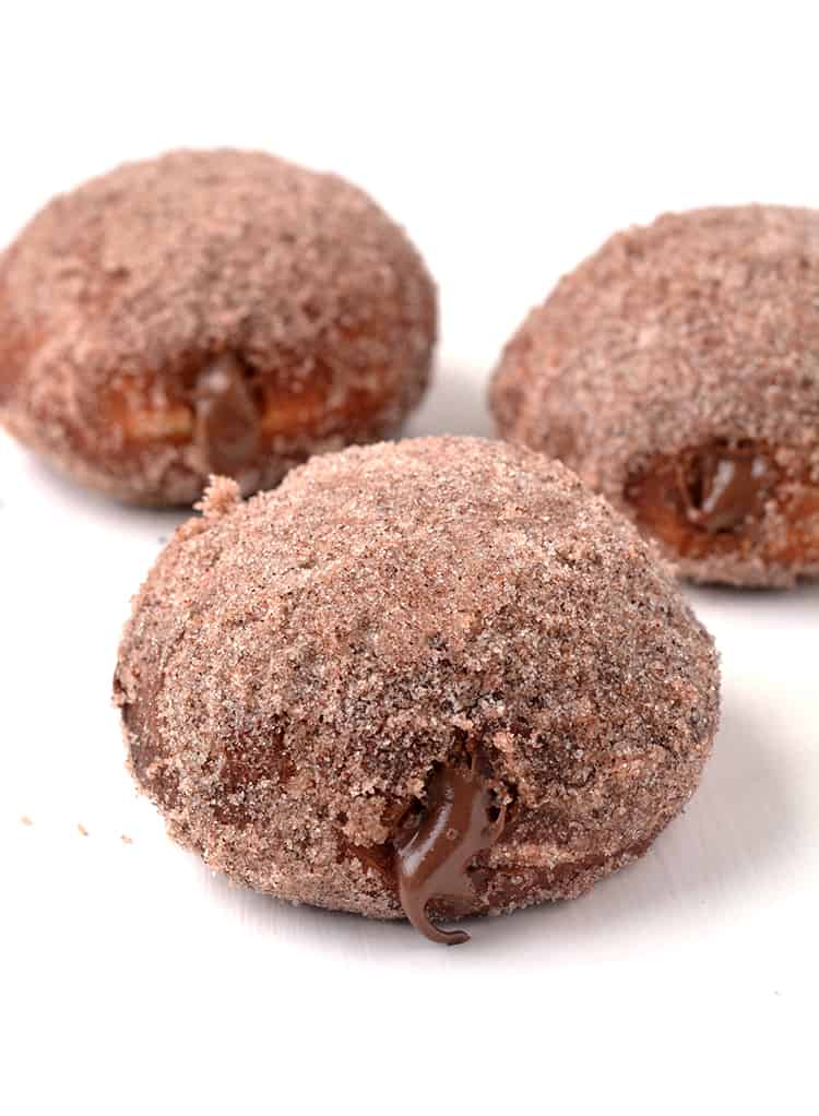 Cinnamon covered Nutella stuffed donuts