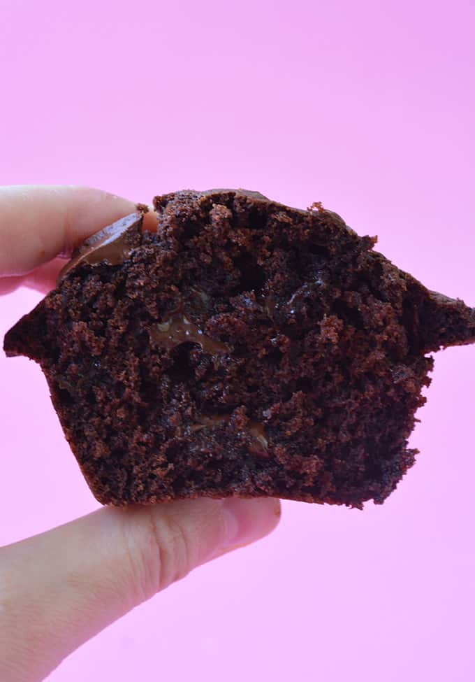 The inside of a Double Chocolate Muffin