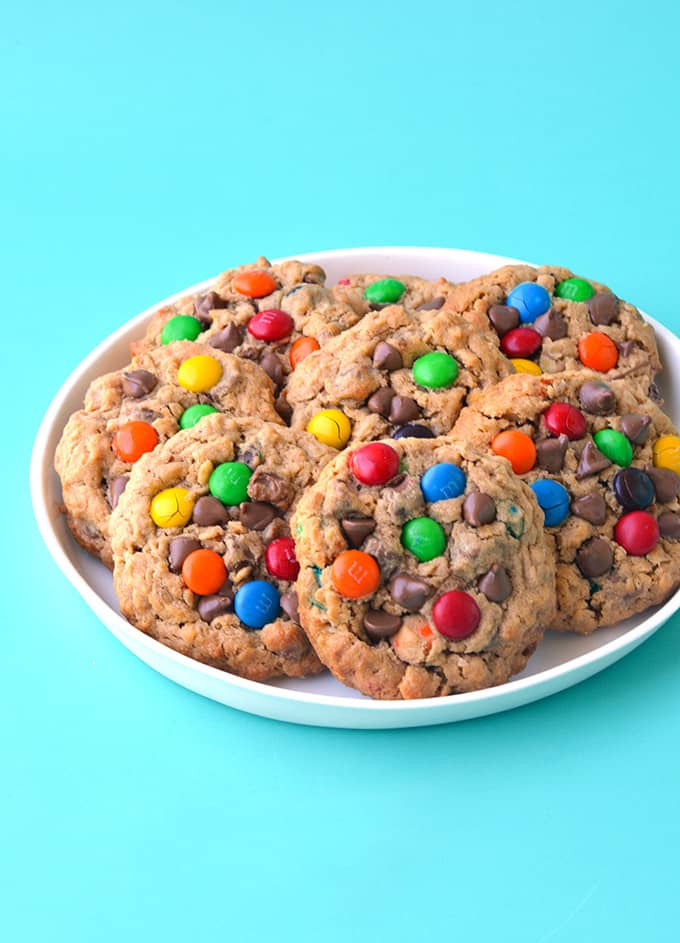 Monster Cookies on a white plate 