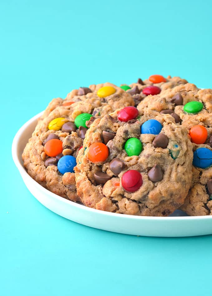 Monster Cookies on a white plate