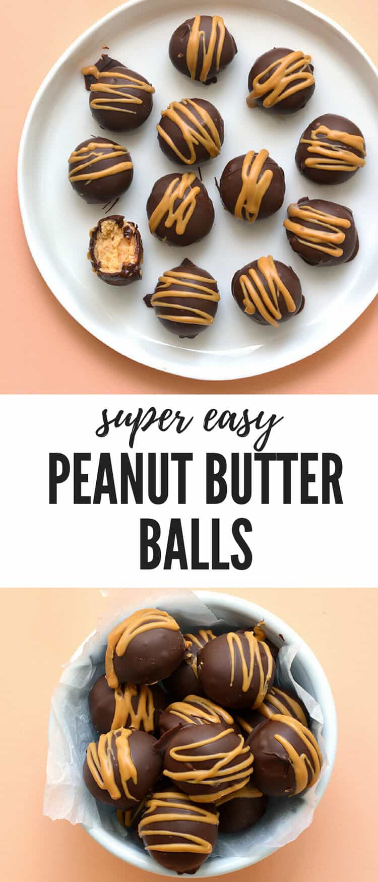 You'll love these super easy 4 ingredient Peanut Butter Balls! Completely no bake, they're the perfect treat for Christmas and Easter. Recipe from sweetestmenu.com #peanutbutter #truffles #Christmas #dessert