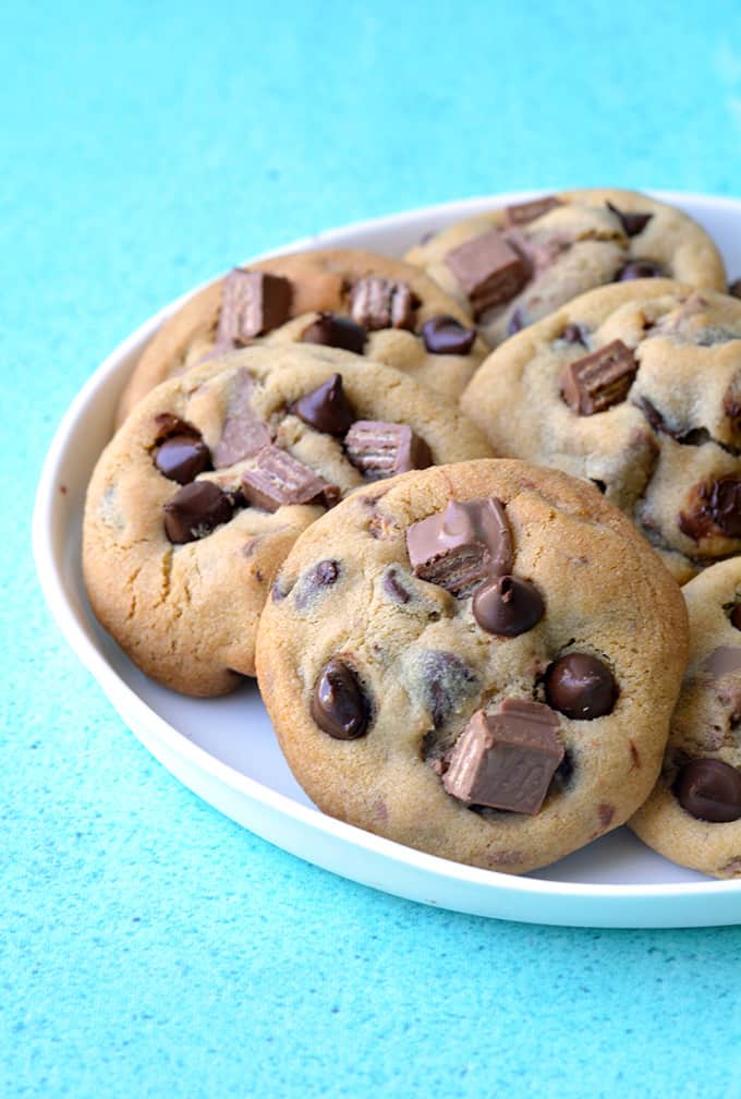 Kit Kat Cookies sitting on a white plate