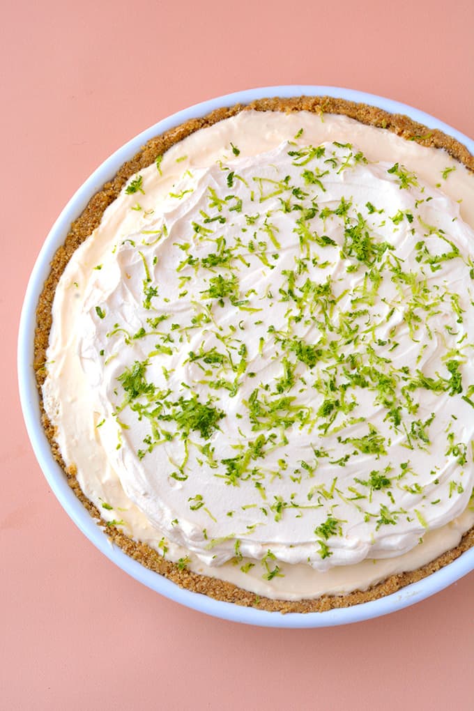 Top view of a No Bake Key Lime Pie