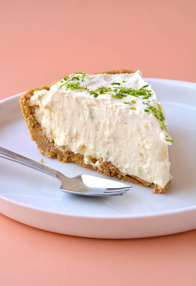 A slice of No Bake Key Lime Pie Cheesecake