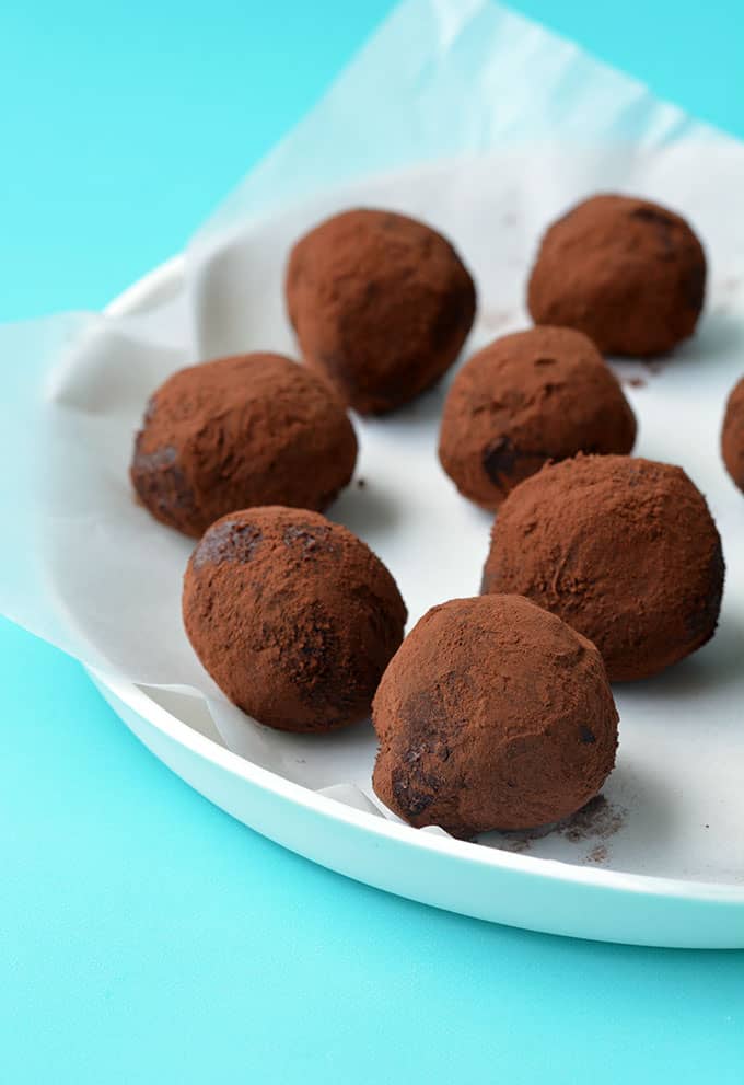 Close up of a homemade chocolate truffles