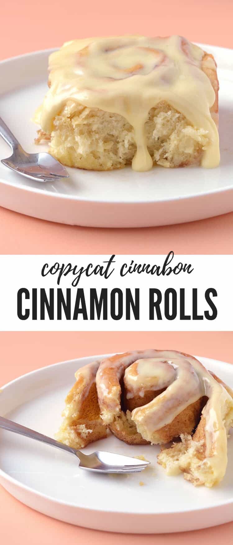 You'll love these copycat Cinnabon Cinnamon Rolls made from scratch. Soft and fluffy, filled with cinnamon sugar and covered in buttery cream cheese frosting, they taste just like the real thing. Recipe from sweetestmenu.com #cinnamon #rolls #cinnabon