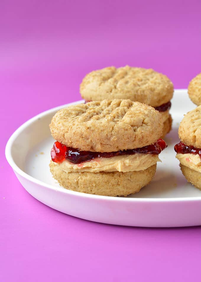 A close up of Peanut Butter and Jelly Sandwich Cookie