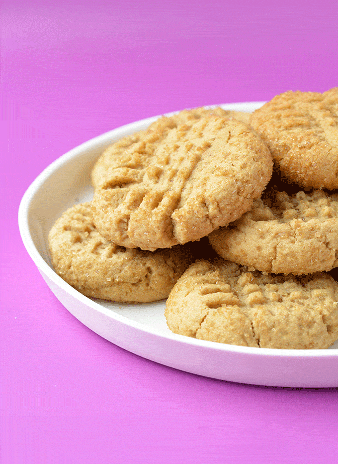 Classic Peanut Butter Cookies on a white plate