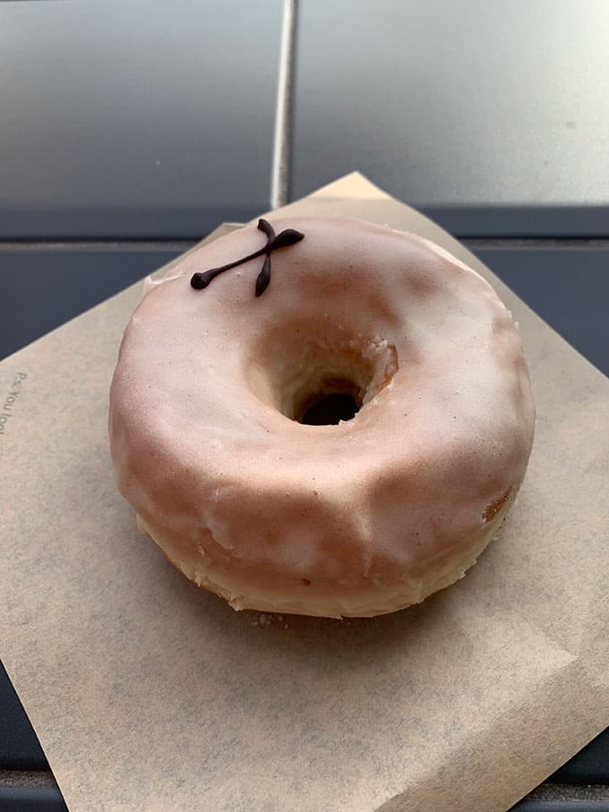 A vanilla donut from Crosstown Donuts