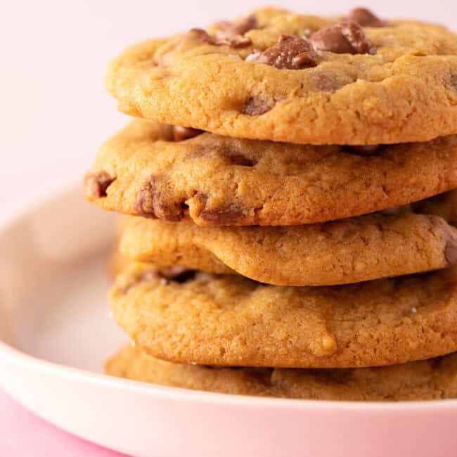 A stack of beautiful malt cookies.