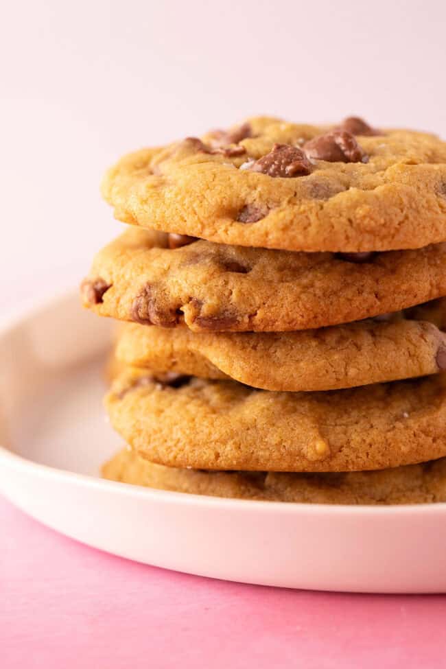 A stack of beautiful malt cookies.