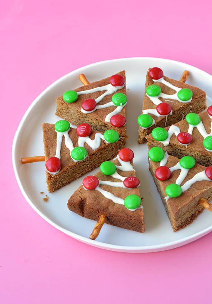 A plate of Gingerbread Cookies decorated like Christmas Trees