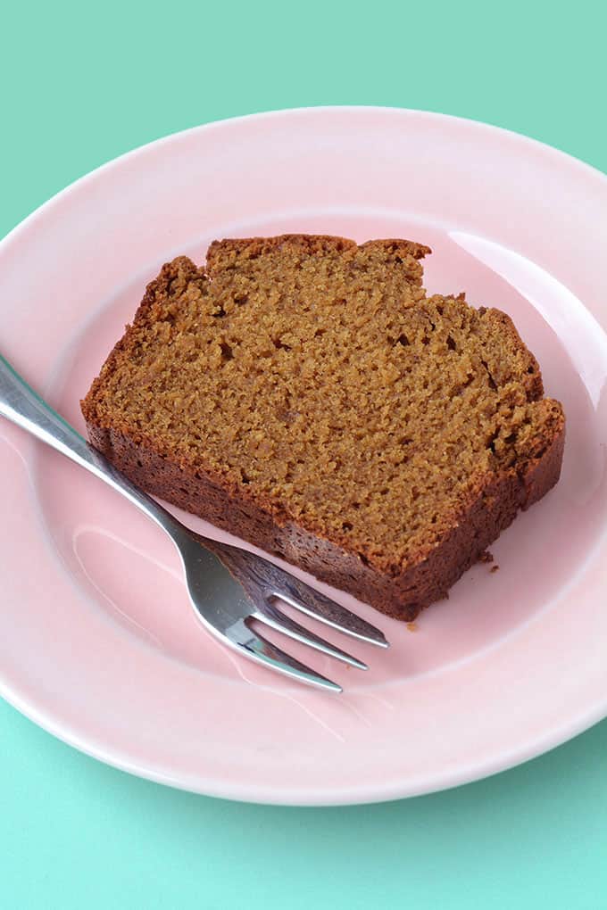 A close-up view of Gingerbread Loaf Cake