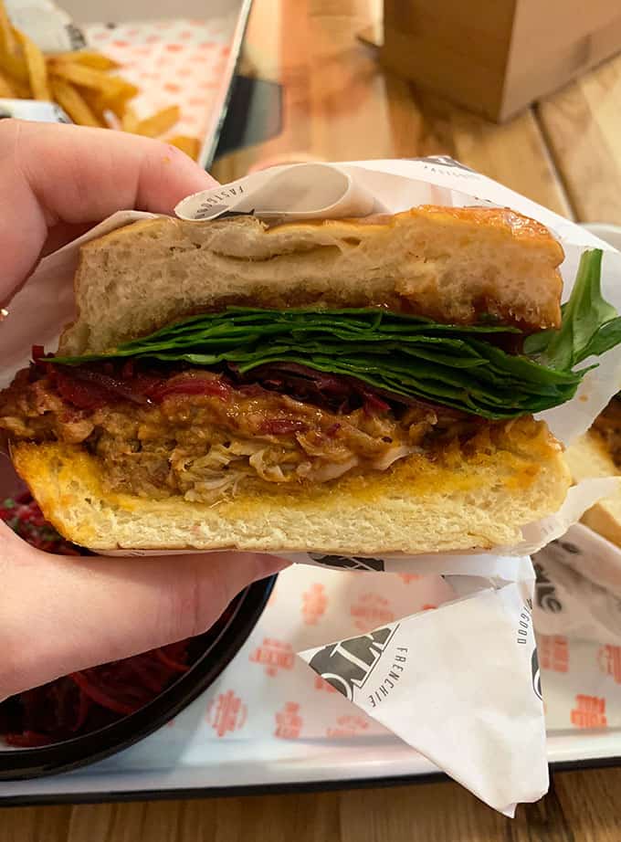 A pulled pork sandwich from Frenchie To Go in Paris