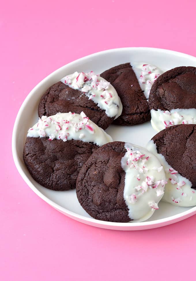 A plate of Peppermint Chocolate Cookies