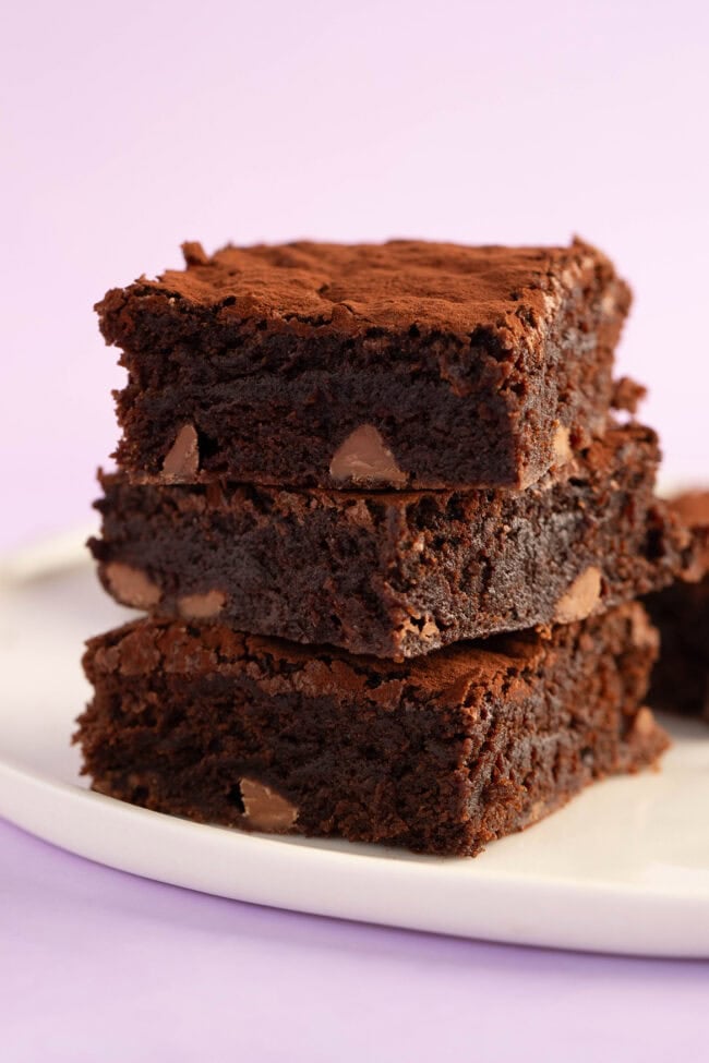 A stack of homemade brownies