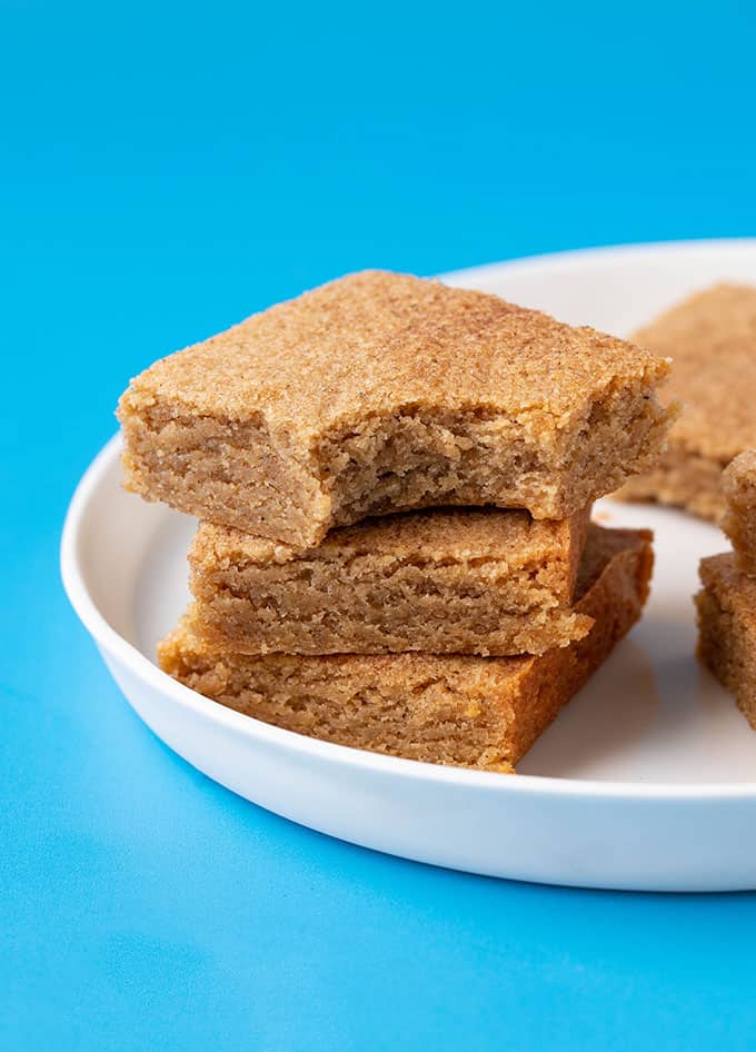 Chai Spiced Blondies with a bite taken out of it 