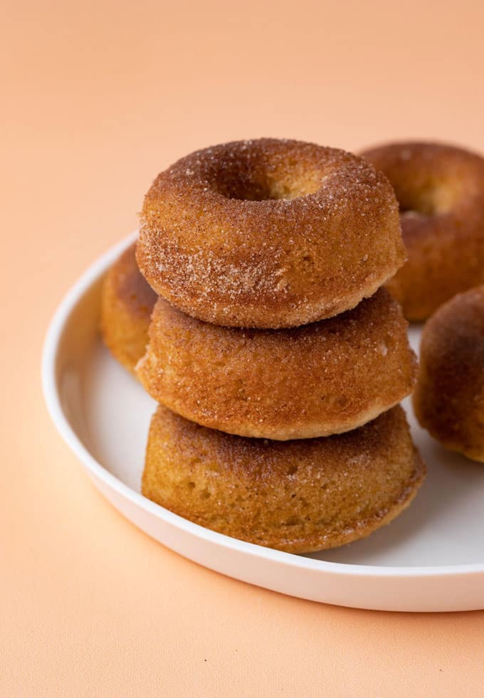 A stack of homemade cinnamon donuts