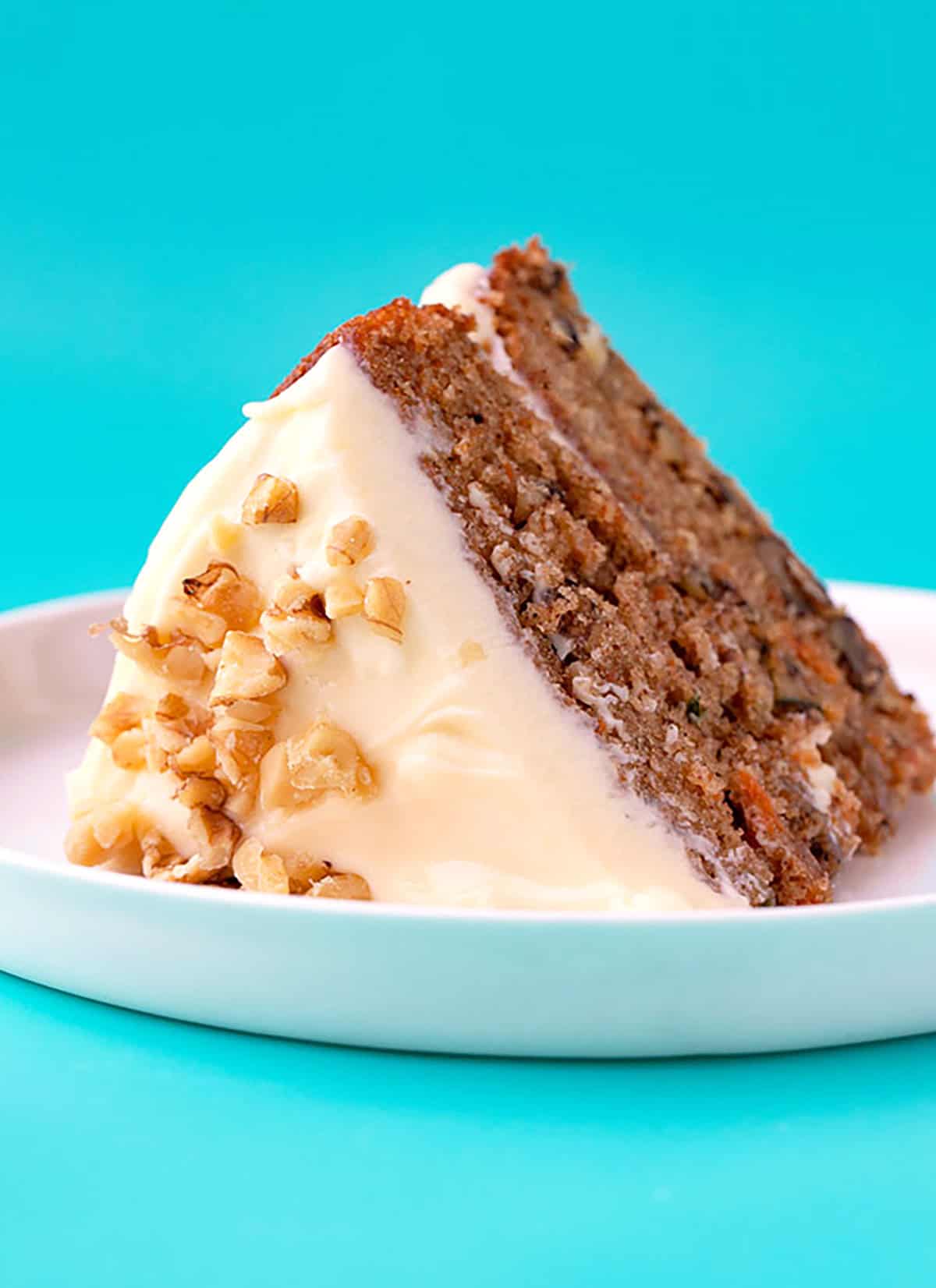 Cream cheese icing on a cake.