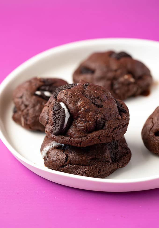 A stack of homemade Chocolate Oreo Cookies