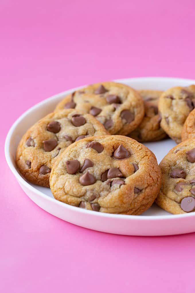 A plate of homemade Chocolate Chip Cookies