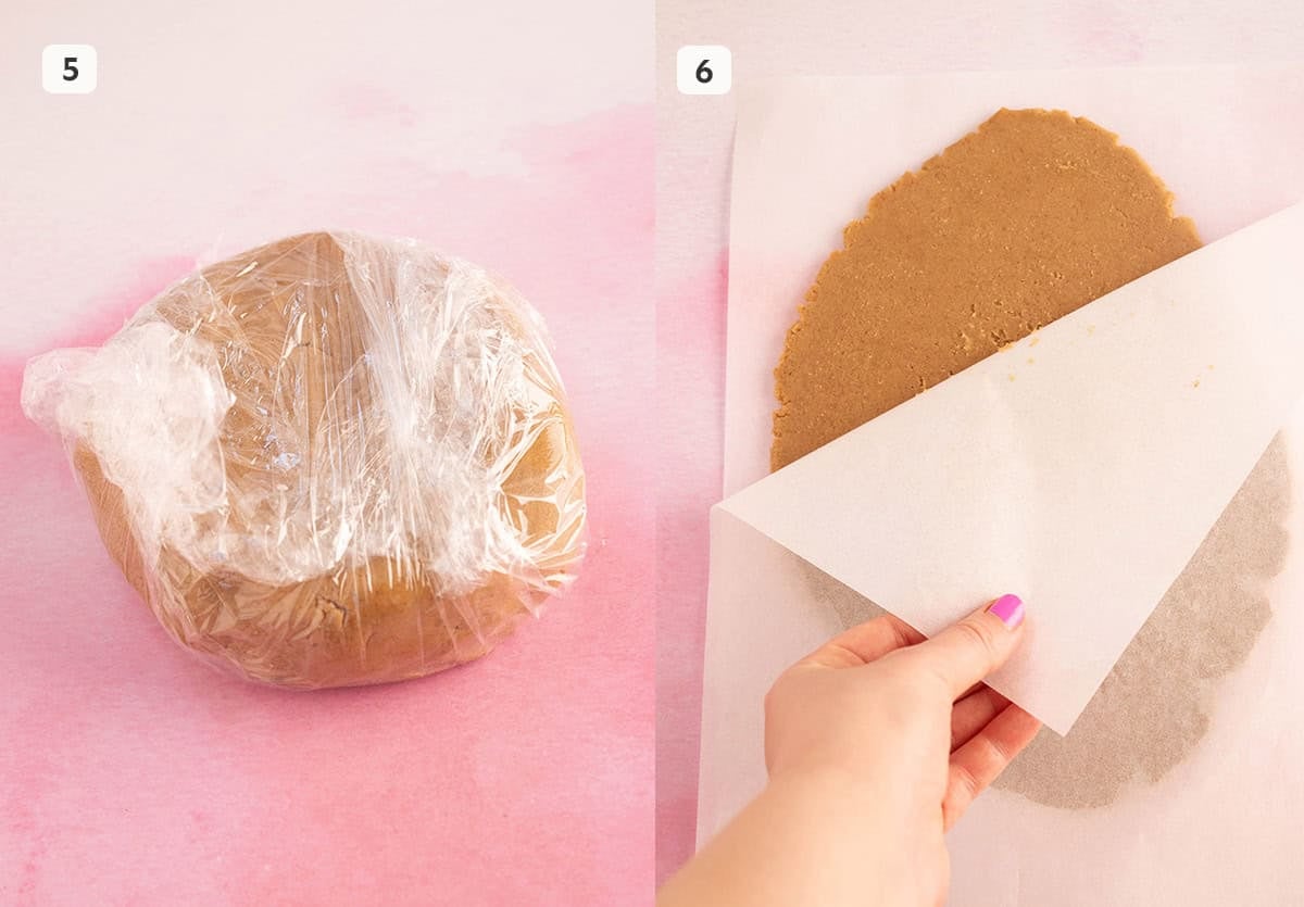 Photo tutorial showing how to roll our honey cookie dough. 