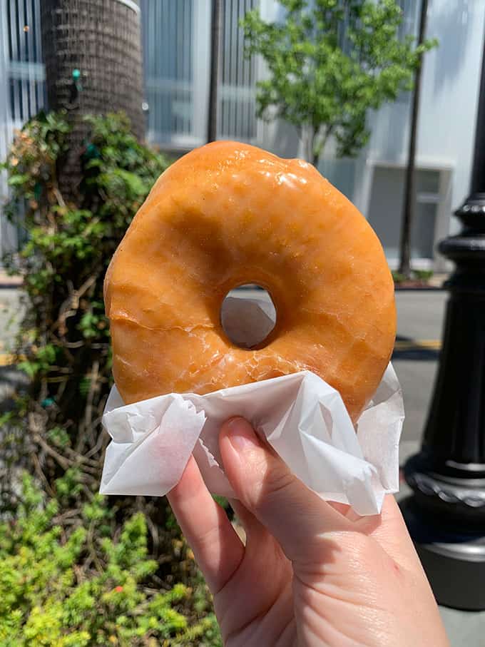 A glazed donut from Bob's Donuts